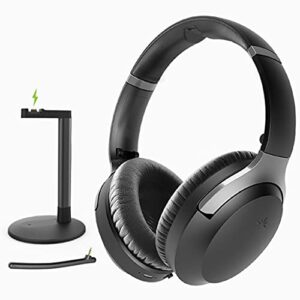 avantree aria podio wireless noise cancelling headphones with charging dock base, ssd option, bluetooth 5.0 headset with boom mic for meeting, online class, work on pc phone computer laptop