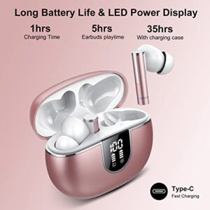 Lekaby Wireless Earbuds Bluetooth 5.3 Headphones Clear Call 40H Playback IPX7 Waterproof Stereo Earphones with USB-C Charging Case LED Power Display in-Ear Headset for Workout/Home/Office