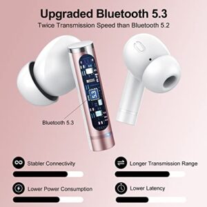 Lekaby Wireless Earbuds Bluetooth 5.3 Headphones Clear Call 40H Playback IPX7 Waterproof Stereo Earphones with USB-C Charging Case LED Power Display in-Ear Headset for Workout/Home/Office