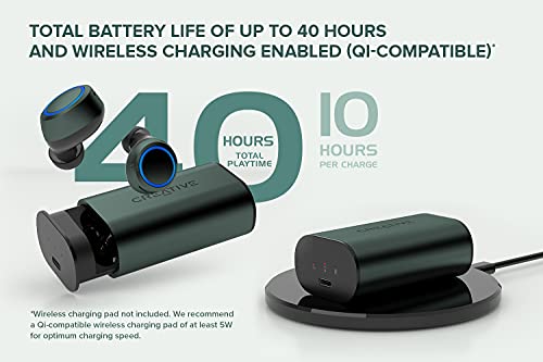 Creative Outlier Air V3 True Wireless Sweatproof in-Ear Headphones with Ambient Mode, Active Noise Reduction, Wireless Charging, Bluetooth 5.2, AAC, Quad Mics, 40hrs Battery / 10hrs per Charge