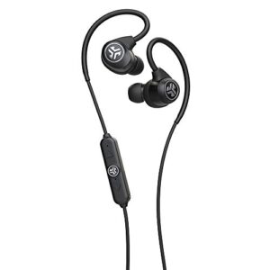 jlab epic sport2 wireless earbuds | black | active lifestyle 20+ hour battery life | bluetooth 5 | ip66 sweatproof | built in microphones | noise isolation | extra gel tips & cush fins