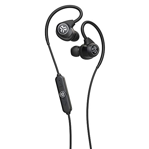 JLab Epic Sport2 Wireless Earbuds | Black | Active Lifestyle 20+ Hour Battery Life | Bluetooth 5 | IP66 Sweatproof | Built in Microphones | Noise Isolation | Extra Gel Tips & Cush Fins