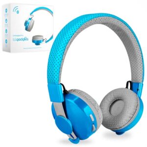 LilGadgets Untangled Pro Wireless Kids Headphones, On-Ear Bluetooth Toddler Headset with Built-in Microphone, Design, No More Tangled Wires, Perfect for Children in School, Blue