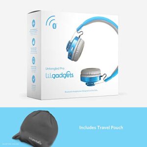 LilGadgets Untangled Pro Wireless Kids Headphones, On-Ear Bluetooth Toddler Headset with Built-in Microphone, Design, No More Tangled Wires, Perfect for Children in School, Blue