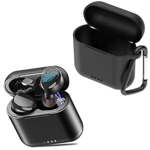 tozo t6 protective silicone case black & t6 true wireless earbuds black