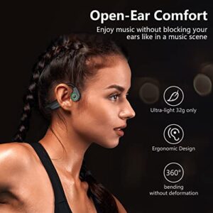 Kuggini Bone Conduction Headphones, Open Ear Sport Headphones Bluetooth Sweatproof Waterproof Wireless Earphones with Mic Headset for Running, Gym, Hiking, Cycling