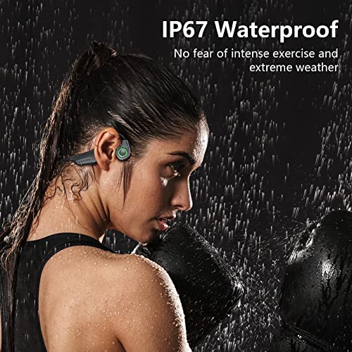 Kuggini Bone Conduction Headphones, Open Ear Sport Headphones Bluetooth Sweatproof Waterproof Wireless Earphones with Mic Headset for Running, Gym, Hiking, Cycling