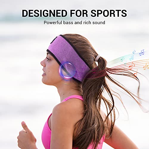 Bluetooth Headband,Headband Headphones Wireless Sleep Headphones with White Noise Mode and Ultra-Thin Speakers for Unisex Sleeping Running Workout Jogging Yoga Insomnia Air Travel (Purple)