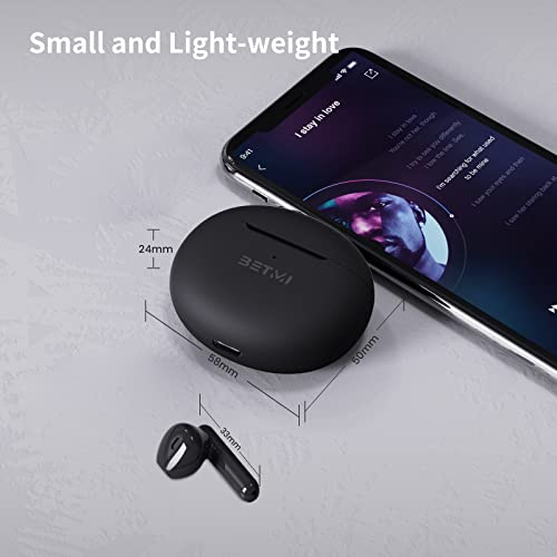 BETMI - True Wireless Earbuds - in-Ear Bluetooth5.1 Headphones - 40H Playtime, IPX5 Waterproof TWS with Dual Mic for Sport, Light-Weight Earphones for Android iOS/iPhone - Black