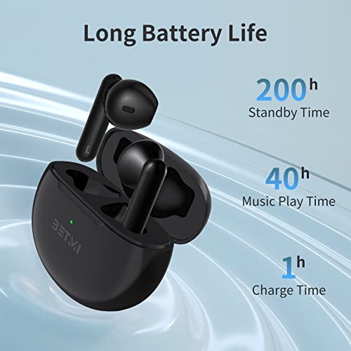 BETMI - True Wireless Earbuds - in-Ear Bluetooth5.1 Headphones - 40H Playtime, IPX5 Waterproof TWS with Dual Mic for Sport, Light-Weight Earphones for Android iOS/iPhone - Black