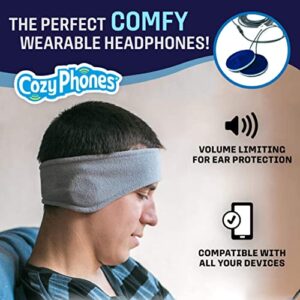 CozyPhones Sleep Headphones - Over Ear Headphones from Ultra Thin Cool Mesh Wired for Side Sleepers, Meditation, Running, Laptop, and Phone - Gray Lycra