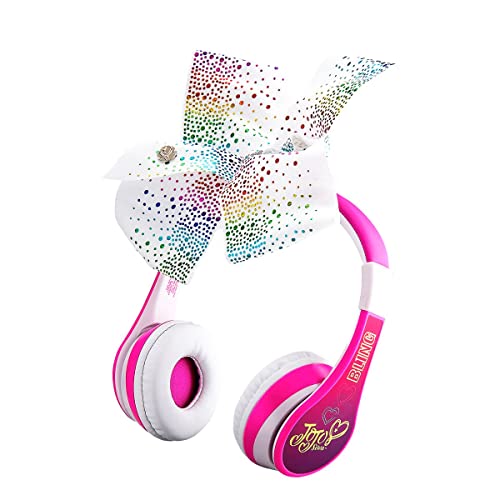 JoJo Siwa Kids Bluetooth Headphones for Wireless Rechargeable Foldable Bluetooth Headphones with Microphone Kid Friendly Sound and Bonus Detachable Cord