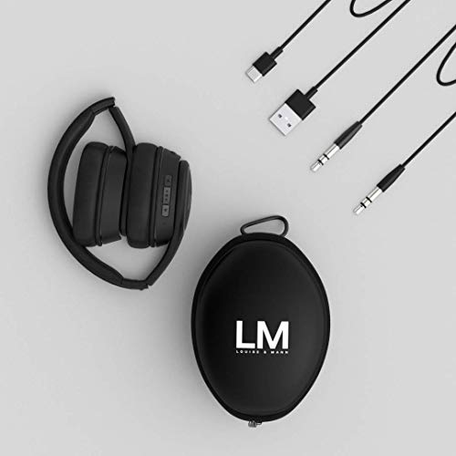 Bluetooth Wireless Headphones Over-Ear, Louise&Mann Bluetooth Headphones Foldable, Wired & Wireless Headset with Built-in Mic, Huge Playtime, Soft Foam Earmuffs and Carry Case for Cell Phones, PC, TV