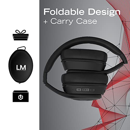 Bluetooth Wireless Headphones Over-Ear, Louise&Mann Bluetooth Headphones Foldable, Wired & Wireless Headset with Built-in Mic, Huge Playtime, Soft Foam Earmuffs and Carry Case for Cell Phones, PC, TV