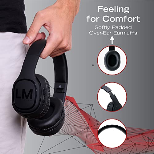 Bluetooth Wireless Headphones Over-Ear, Louise&Mann Bluetooth Headphones Foldable, Wired & Wireless Headset with Built-in Mic, Huge Playtime, Soft Foam Earmuffs and Carry Case for Cell Phones, PC, TV