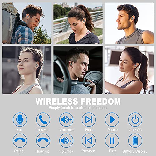 Wireless Earbud, Sport Bluetooth 5.1 Headphones Wireless Earphones in Ear Noise Cancelling Bluetooth Earbud with Mic, IP7 Waterproof 48H Deep Bass Sports Earhooks for Running Workout Gym[2021 New]