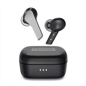lenovo smart true wireless earbuds – smart switch fast pair – active noise cancelling earphones with wireless charging case – 28 hrs playtime headphones – 6 built-in mics – bluetooth – black