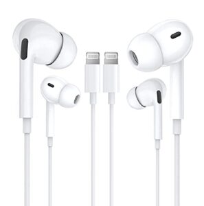 wasabi mango 2 pack iphone earbuds wired [apple mfi certified] headphones with lightning connector compatible 13/12/11/x/se/8/7, support all ios system(built-in microphone & volume control), white-2