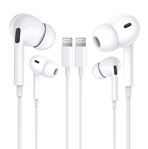 WASABI MANGO 2 Pack iPhone Earbuds Wired [Apple MFi Certified] Headphones with Lightning Connector Compatible 13/12/11/X/SE/8/7, Support All iOS System(Built-in Microphone & Volume Control), White-2