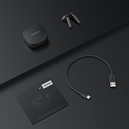 Wireless Earbuds Truefree A1 Bluetooth 5.0 Headphones Wireless Earphones with 4 Mics, Immersive Stereo Sound by 14.2mm Driver, ENC for Clear Calls, USB-C Charge, 18 Hours of Playtime, Single/Twin Mode