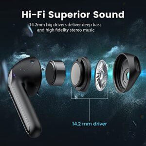 Wireless Earbuds Truefree A1 Bluetooth 5.0 Headphones Wireless Earphones with 4 Mics, Immersive Stereo Sound by 14.2mm Driver, ENC for Clear Calls, USB-C Charge, 18 Hours of Playtime, Single/Twin Mode