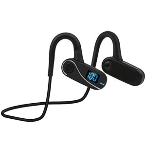 muitune over the ear bluetooth headphones for workouts, ip65 waterproof sports headphones with power display, lightweight bluetooth earbuds with cvc8.0 microphone