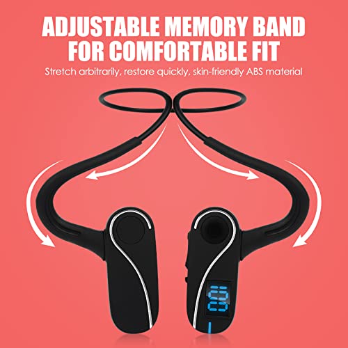 Muitune Over The Ear Bluetooth Headphones for Workouts, IP65 Waterproof Sports Headphones with Power Display, Lightweight Bluetooth Earbuds with CVC8.0 Microphone