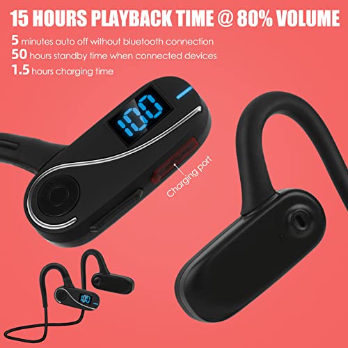 Muitune Over The Ear Bluetooth Headphones for Workouts, IP65 Waterproof Sports Headphones with Power Display, Lightweight Bluetooth Earbuds with CVC8.0 Microphone