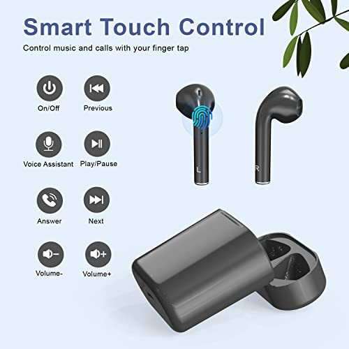 Bluetooth Wireless Earbuds, HiFi Stereo Headphones with 45H Playtime, Waterproof True Wireless Earbuds with Microphone, Earphones with Wireless Charging Case, Premium Sound with Deep Bass for Sports