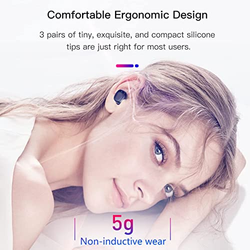 KENKUO Wireless Earbuds for Small Ear Canals, only 3g Light Weight, IPX6 Waterproof Bluetooth Ear Buds, Fast Charging Case, Wireless Earphones Compatible with Apple & Android, Purple