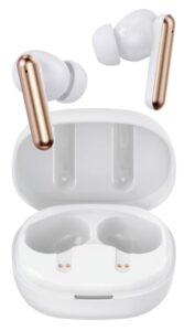 sonicpower noise cancelling earbuds, premium quality sound & materials, stylish metallic finish, portable charging case, long battery life, 2 color options