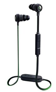 razer hammerhead bluetooth earbuds for ios & android: sweat-resistant design – 8 hr battery – custom-tuned dual-driver technology – in-line mic & volume control – aluminum frame – matte black/green