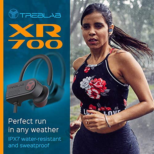 TREBLAB XR700 - Wireless Running Earbuds - Top Sports Headphones, Custom Adjustable Earhooks, Bluetooth 5.0 IPX7 Waterproof,Rugged Workout Earphones, Noise Cancelling Microphone in-Ear Headset