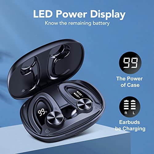 Bluetooth Headphones, Ear Buds Wireless Bluetooth Earbuds with Deep Bass, 45H Playtime, Bluetooth 5.3 Earbuds with LED Display, Built-in Mic, IPX7 Waterproof Over Ear Earphones for Sports Running