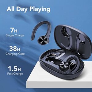 Bluetooth Headphones, Ear Buds Wireless Bluetooth Earbuds with Deep Bass, 45H Playtime, Bluetooth 5.3 Earbuds with LED Display, Built-in Mic, IPX7 Waterproof Over Ear Earphones for Sports Running