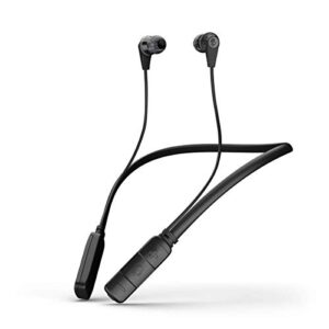 skullcandy ink’d bluetooth wireless earbuds with microphone, noise isolating supreme sound, 8-hour rechargeable battery, lightweight with flexible collar, black
