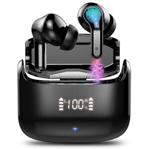 wireless earbud, bluetooth 5.3 headphones bluetooth earbud, deep bass wireless earphones in ear noise cancelling ear buds 40h dual mic call, usb-c led display ip7 waterproof headset for sport-2022 new
