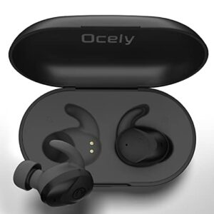 ocely wireless sports earbuds, [lilt series] bluetooth 5.2 ear bud headphone, noise isolation, hear-through, gaming mode, ipx7 waterproof, enc, clear calls, 24h with charging case, black