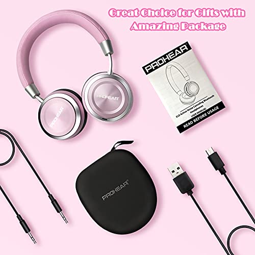 PROHEAR 010 Kids Bluetooth Active Noise Cancelling Headphones with Safe 85dB Volume Limit for Autism, School, Distance Learning, Car and Airplane Trips - Pink