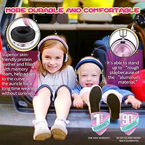 PROHEAR 010 Kids Bluetooth Active Noise Cancelling Headphones with Safe 85dB Volume Limit for Autism, School, Distance Learning, Car and Airplane Trips - Pink