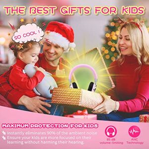 PROHEAR 010 Kids Bluetooth Active Noise Cancelling Headphones with Safe 85dB Volume Limit for Autism, School, Distance Learning, Car and Airplane Trips - Pink