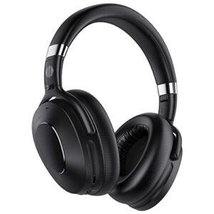 movssou se8 hybrid active noise cancelling headphones, wireless over-ear bluetooth headphones with hi-fi stereo sound, comfortable protein earpads, 30h playtime – space black