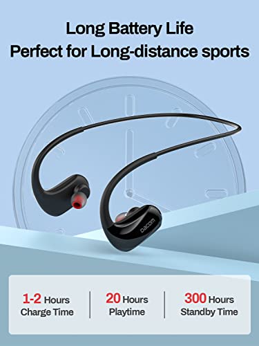 DACOM Bluetooth Headphones Wireless in-Ear Sport Earbuds with IPX7 Waterproof 20H Playtime Running Neckband Bluetooth Headphones Deep Bass Stereo for Workout Gym(Black)