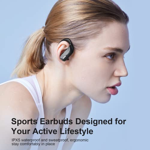 occiam Wireless Earbuds Bluetooth Headphones 48hrs Playback Sport Earphones with LED Display Over Ear Earbuds with Ear Hook Built-in Mic Headset for Workout Black