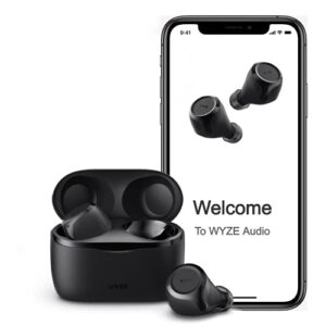 wyze wireless earbuds 5.0 bluetooth headphones with ipx5 sweat resistance, 30 db noise reduction,4 voice-isolating mics, alexa built-in true wireless earbuds,charging case, workout,sports