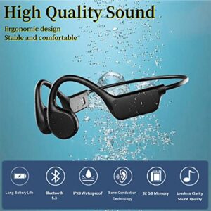 Bone Conduction Headphones - IPX8 Waterproof Swimming Headphones with Built-in MP3 Player 32G Memory, Bluetooth 5.3 Open Ear Headset, Suitable for Swimming, Running, Cycling and More Activities
