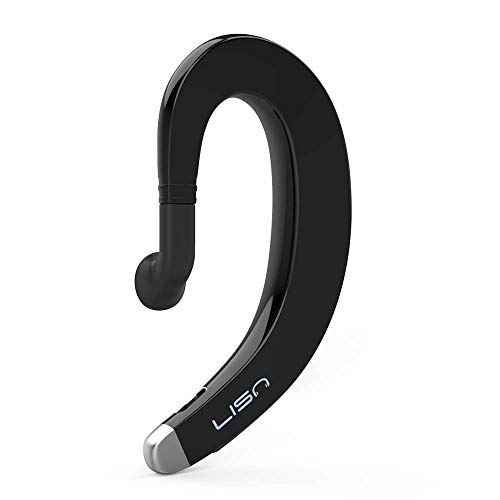 LISN Ear-Hook Bluetooth Headphone, Wireless Single Ear Bluetooth Headset with Mic, Ultra-Light Painless Bluetooth Earpiece 8-10 Hrs Playtime for Cell Phone (Black)