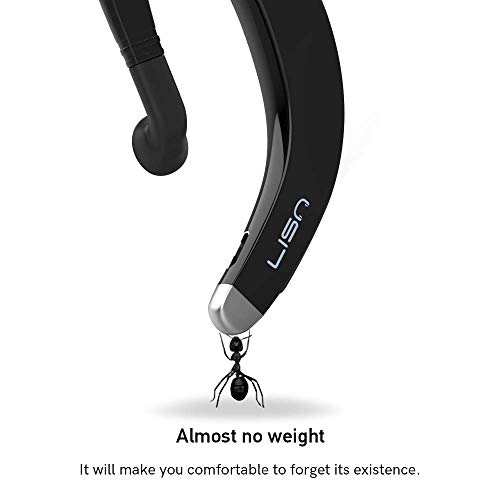 LISN Ear-Hook Bluetooth Headphone, Wireless Single Ear Bluetooth Headset with Mic, Ultra-Light Painless Bluetooth Earpiece 8-10 Hrs Playtime for Cell Phone (Black)