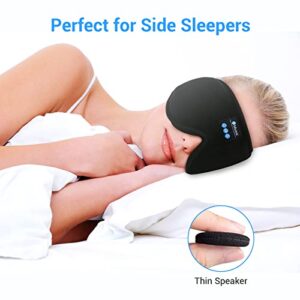 Bluetooth 3D Eye Mask for Sleeping, Sleep Mask with Wireless Headphones Wireless Music Sleeping Eye Mask Washable Earbuds for Side Sleeper, Air Travel, Office Nap, Meditation (Black)