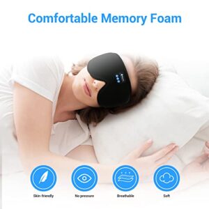 Bluetooth 3D Eye Mask for Sleeping, Sleep Mask with Wireless Headphones Wireless Music Sleeping Eye Mask Washable Earbuds for Side Sleeper, Air Travel, Office Nap, Meditation (Black)